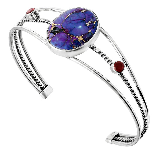 Premium Copper Purple Turquoise & Garnet Cuff Bangle Bracelet B-1011 31-EB10312