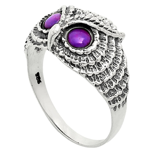 Premium Quality Owl - Copper Purple Turquoise Ring size-9.5 R-1022 31-ER12018