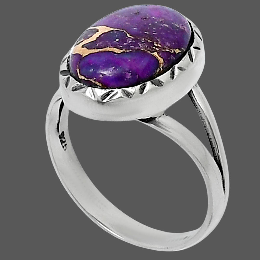 Premium Copper Purple Turquoise Ring size-8 R-1074 31-ER12106