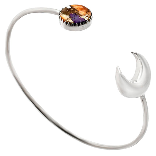 Crescent Moon - Spiny Oyster Turquoise Cuff Bangle Bracelet B-1046 32-EB10317