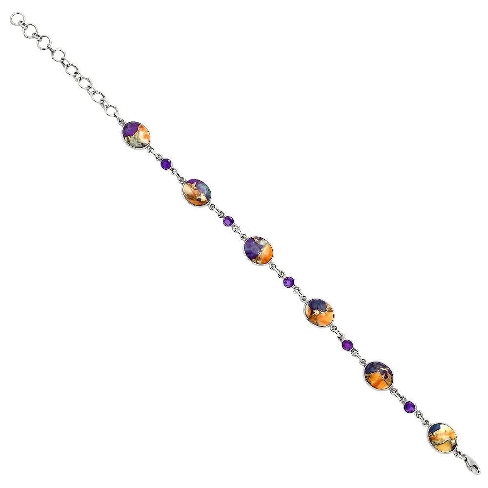Premium Quality Spiny Oyster Turquoise & Amethyst Bracelet B-1006 32-EB10330