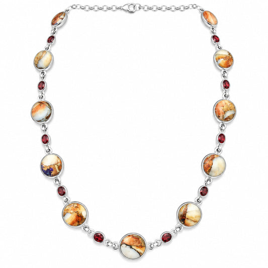 Premium Quality Spiny Oyster Turquoise & Garnet Necklace N-1024 32-EN10105