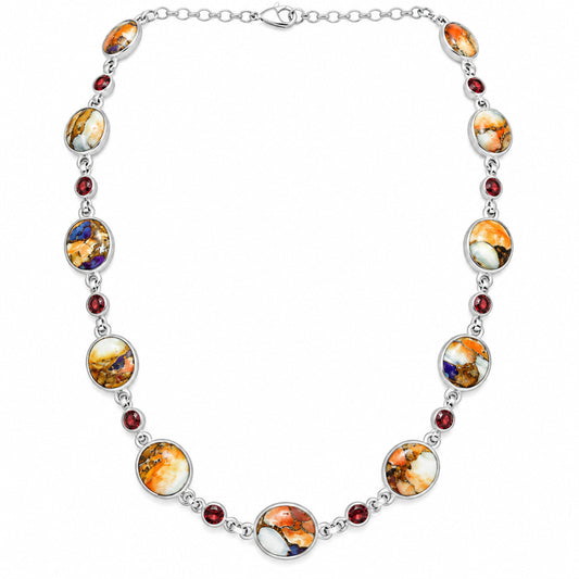 Premium Quality Spiny Oyster Turquoise & Garnet Necklace N-1024 32-EN10106