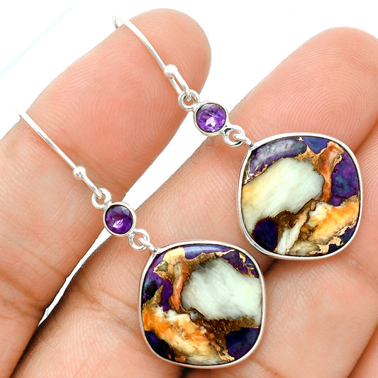Premium Spiny Oyster Turquoise & Amethyst Pendant Earrings Set T-1010 32-ET10060
