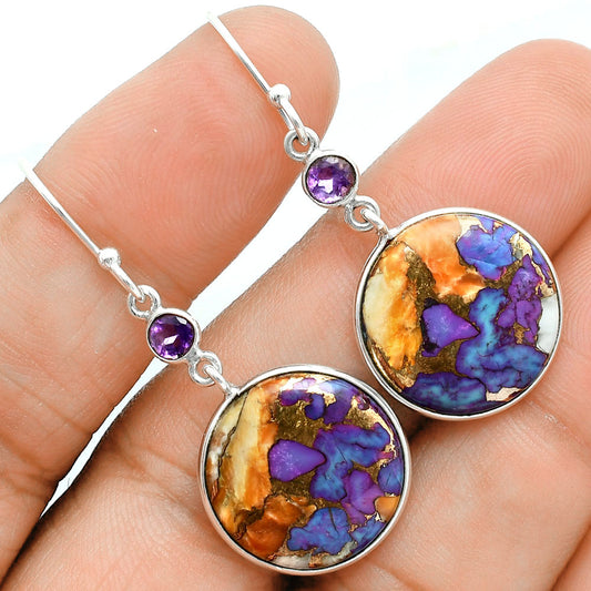 Premium Spiny Oyster Turquoise & Amethyst Pendant Earrings Set T-1010 32-ET10063