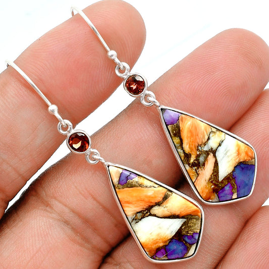 Premium Spiny Oyster Turquoise & Garnet Pendant Earrings Set T-1010 32-ET10064