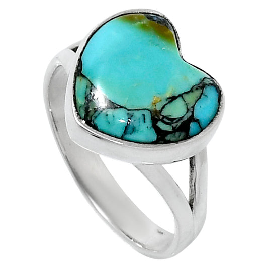 Premium Heart Lucky Charm Tibetan Turquoise Ring size-8 R-1073 33-ER12633
