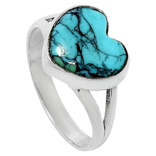 Premium Heart Lucky Charm Tibetan Turquoise Ring size-10 R-1073 33-ER12652