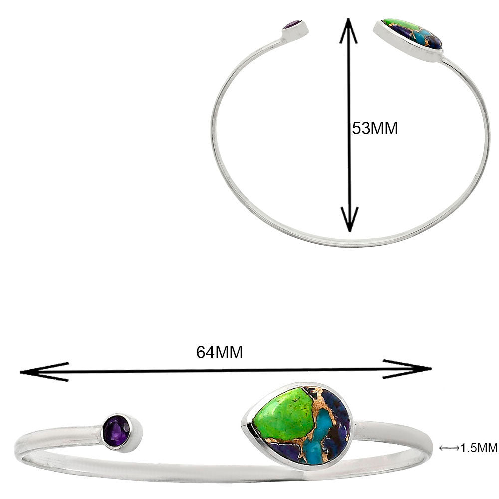 Premium Multi Copper Turquoise & Amethyst Cuff Bangle Bracelet B-1004 34-EB10363