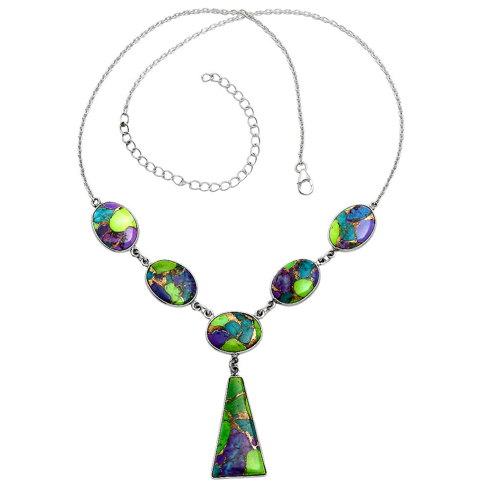 Premium Quality Multi Copper Turquoise - Arizona Necklace N-1013 34-EN10115