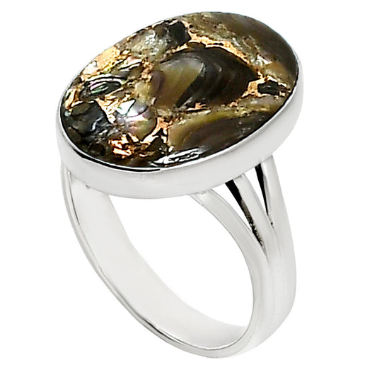 Copper Abalone Shell Ring size-7 R-1003 34-ER15093