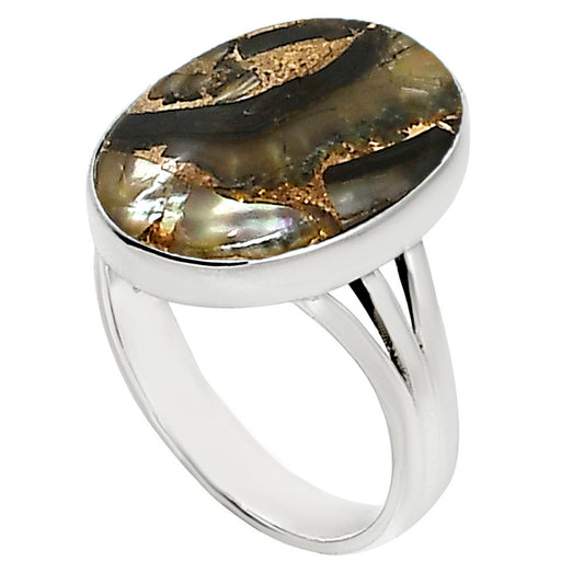 Copper Abalone Shell Ring size-8 R-1003 34-ER15095