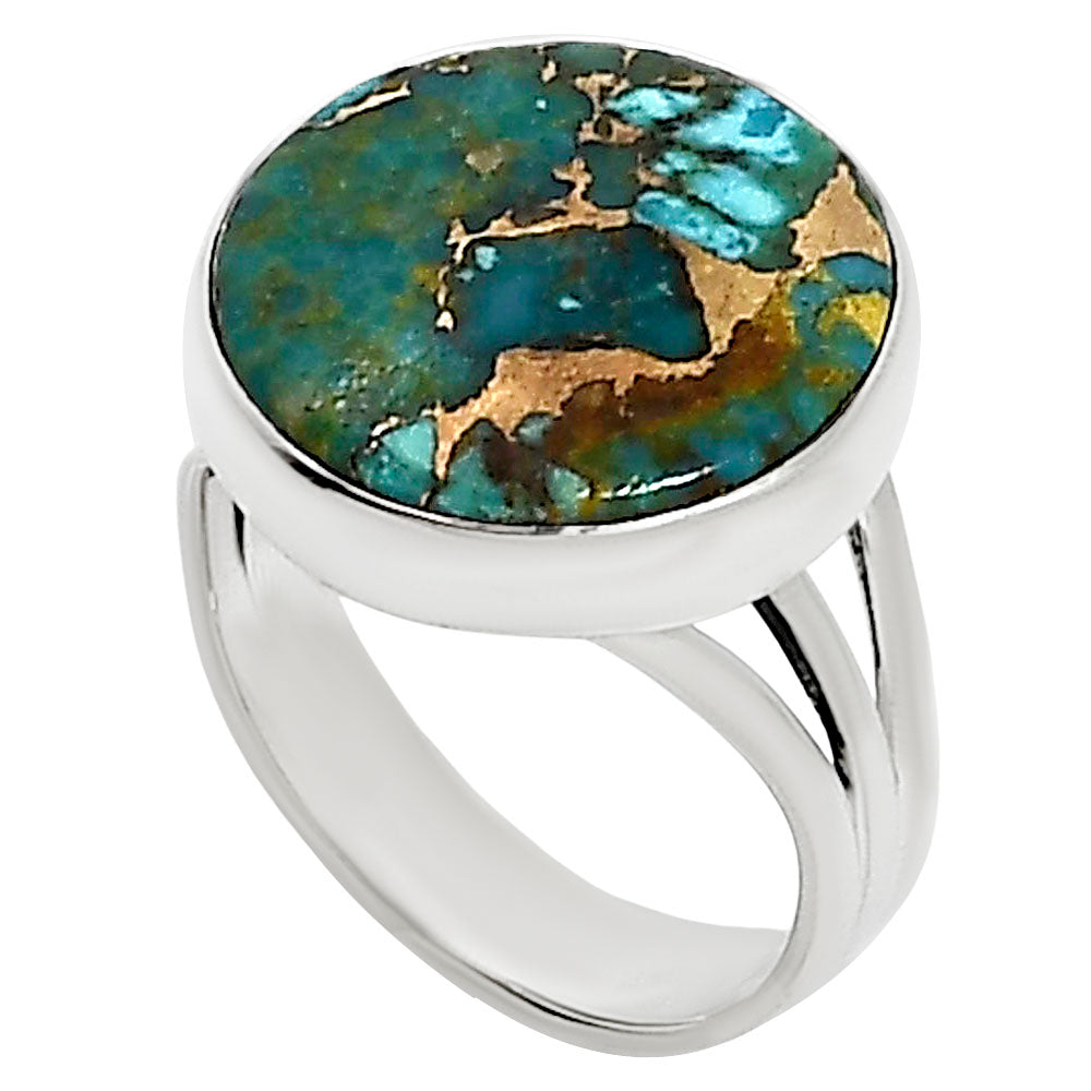 Kingman Copper Teal Turquoise Ring size-7 R-1003 34-ER15123