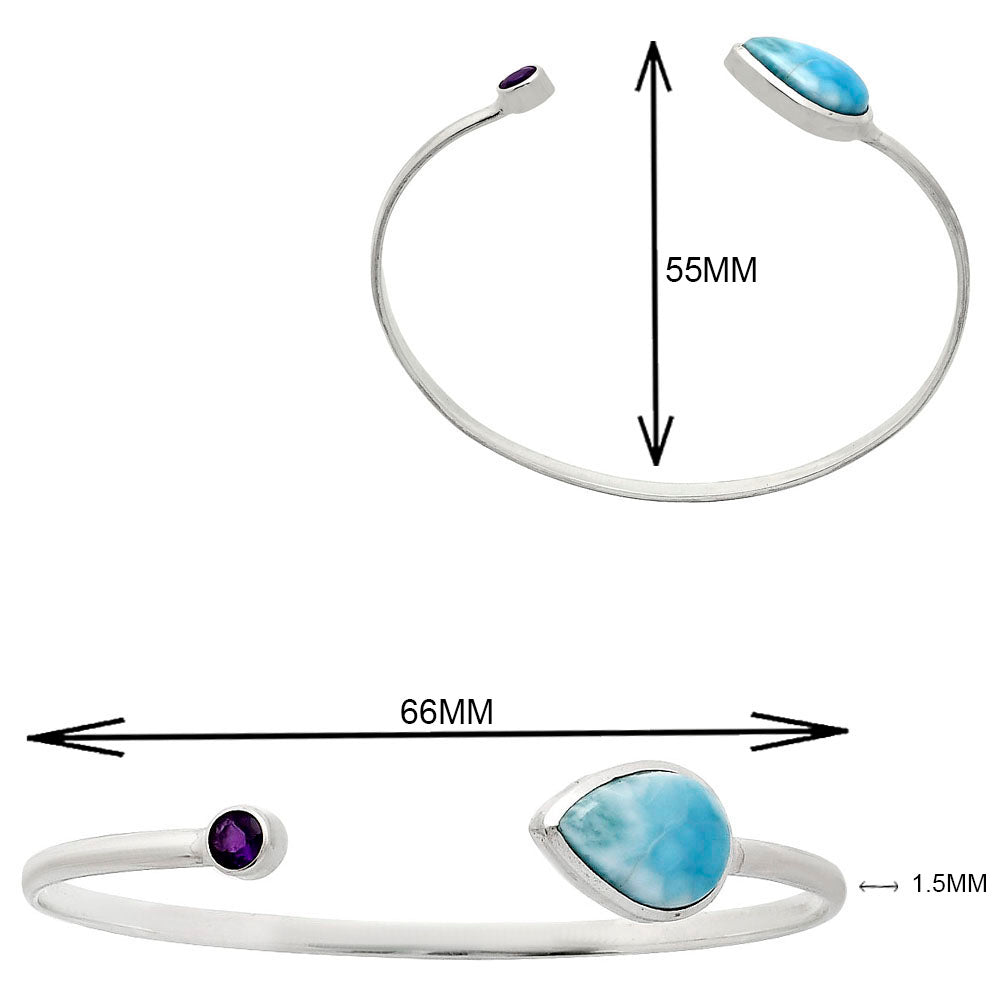 Premium Quality Larimar & Amethyst Cuff Bangle Bracelet B-1004 37-EB10374