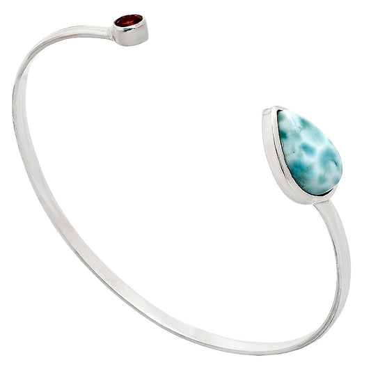 Premium Quality Larimar & Garnet Cuff Bangle Bracelet B-1004 37-EB10376