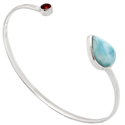 Premium Quality Larimar & Garnet Cuff Bangle Bracelet B-1004 37-EB10378