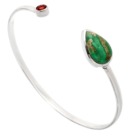 Premium Quality Utah Variscite & Garnet Cuff Bangle Bracelet B-1004 40-EB10417