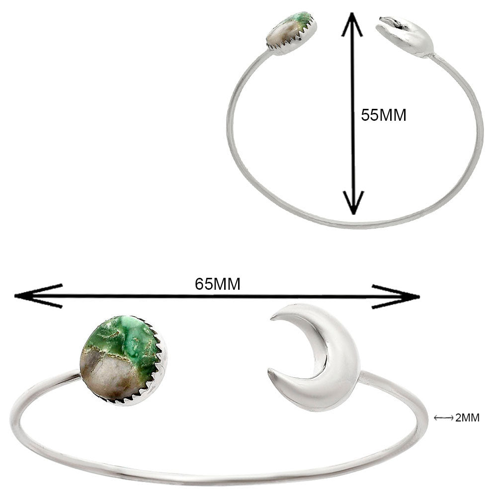 Premium Crescent Moon - Utah Variscite Cuff Bangle Bracelet B-1046 40-EB10425