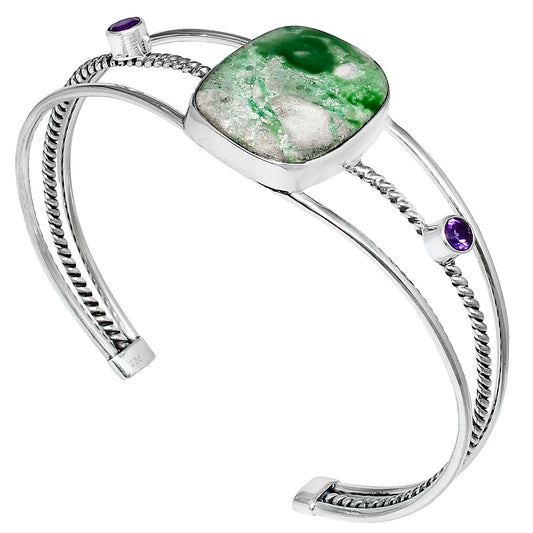 Premium Utah Variscite & Amethyst Cuff Bangle Bracelet B-1011 40-EB10429