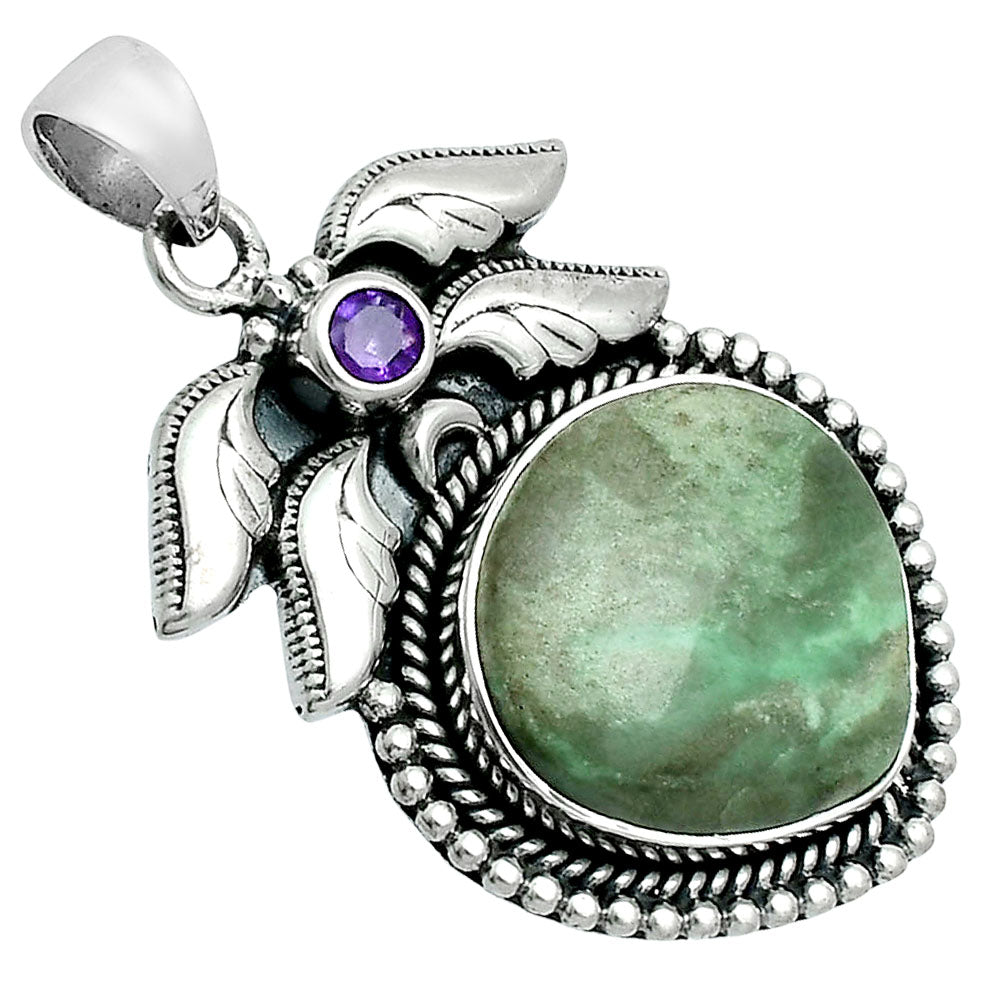 Premium Quality Utah Variscite & Amethyst Pendant P-1740 40-EP10282