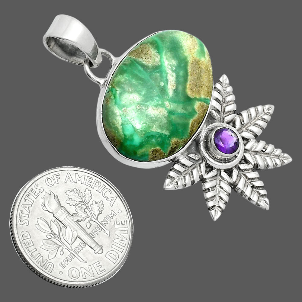 Premium Quality Utah Variscite & Amethyst Pendant P-1425 40-EP10287