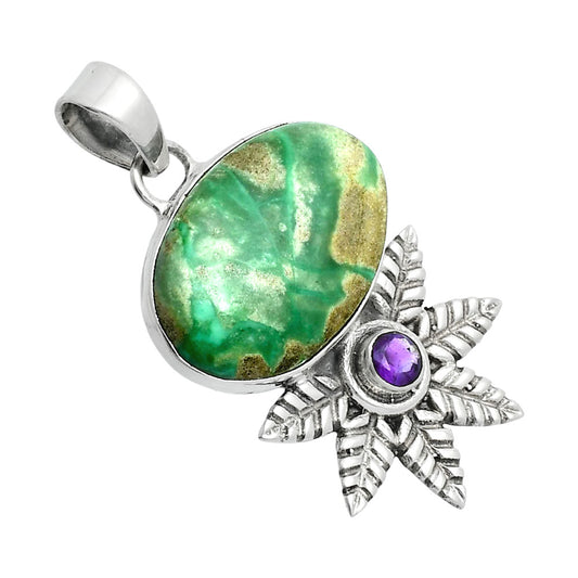 Premium Quality Utah Variscite & Amethyst Pendant P-1425 40-EP10287