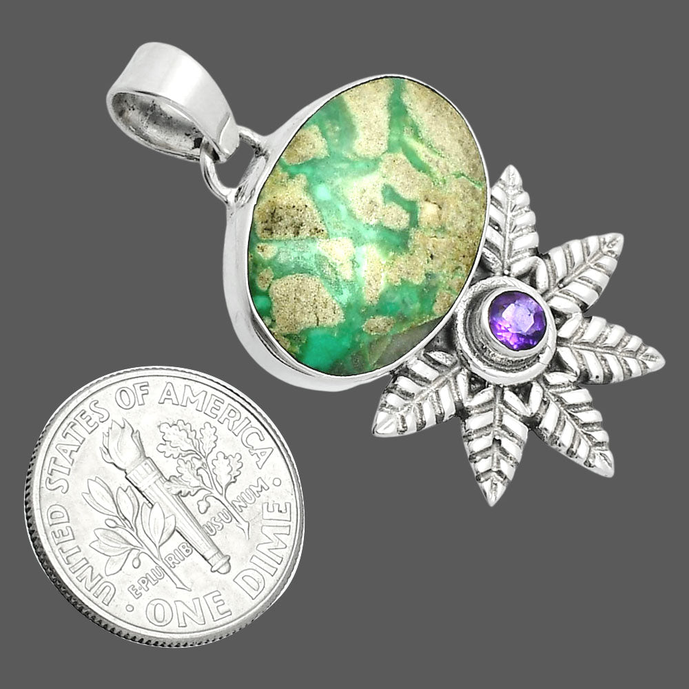 Premium Quality Utah Variscite & Amethyst Pendant P-1425 40-EP10288