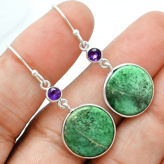 Premium Quality Utah Variscite & Amethyst Pendant Earrings Set T-1010 40-ET10107