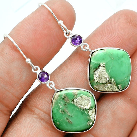 Premium Quality Utah Variscite & Amethyst Pendant Earrings Set T-1010 40-ET10108