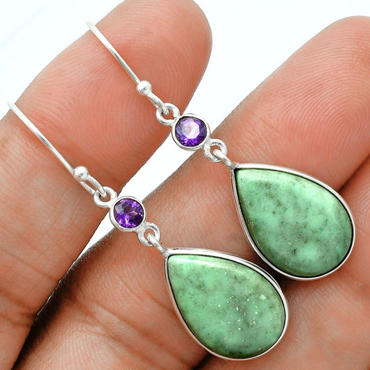 Premium Quality Utah Variscite & Amethyst Pendant Earrings Set T-1010 40-ET10114