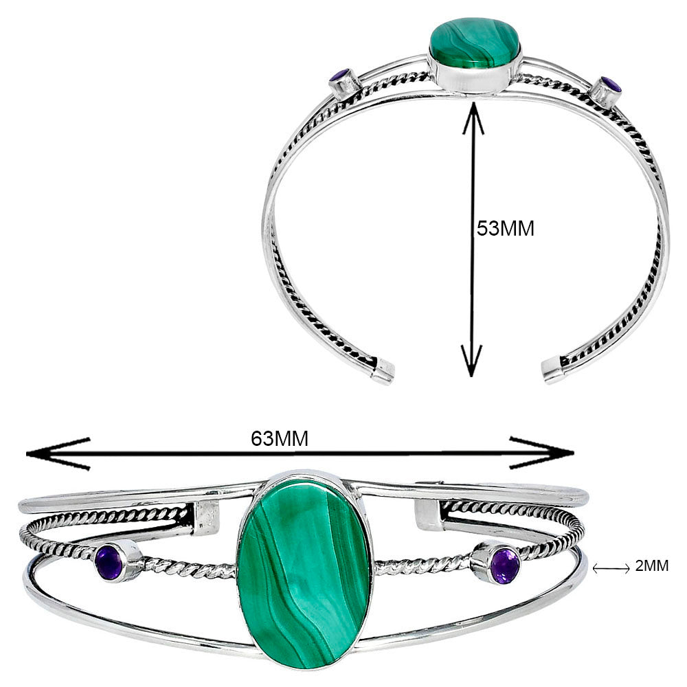 Premium Malachite Eye & Amethyst Cuff Bangle Bracelet B-1011 41-EB10450