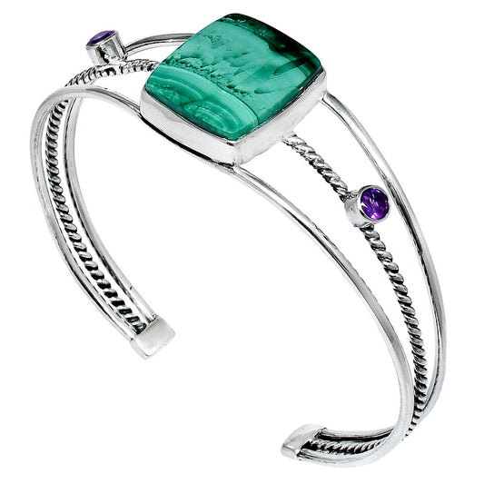 Premium Malachite Eye & Amethyst Cuff Bangle Bracelet B-1011 41-EB10451