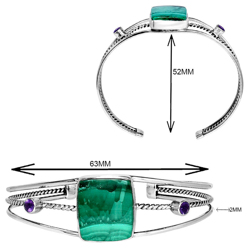 Premium Malachite Eye & Amethyst Cuff Bangle Bracelet B-1011 41-EB10451