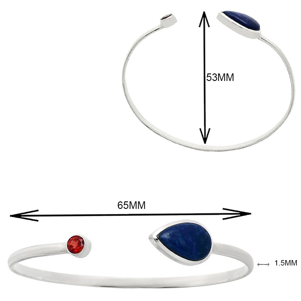 Premium Quality Lapis Lazuli & Garnet Cuff Bangle Bracelet B-1004 42-EB10460