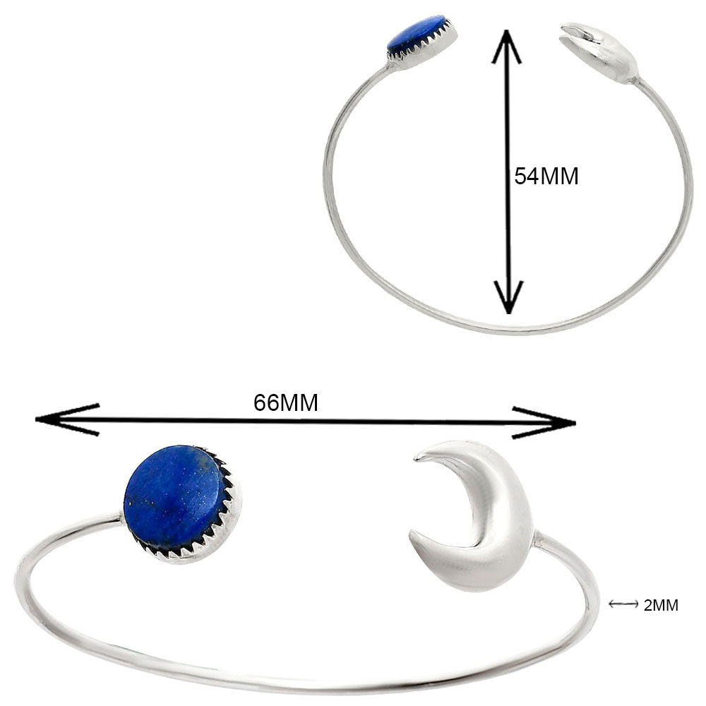 Premium Crescent Moon - Lapis Lazuli Cuff Bangle Bracelet B-1046 42-EB10470