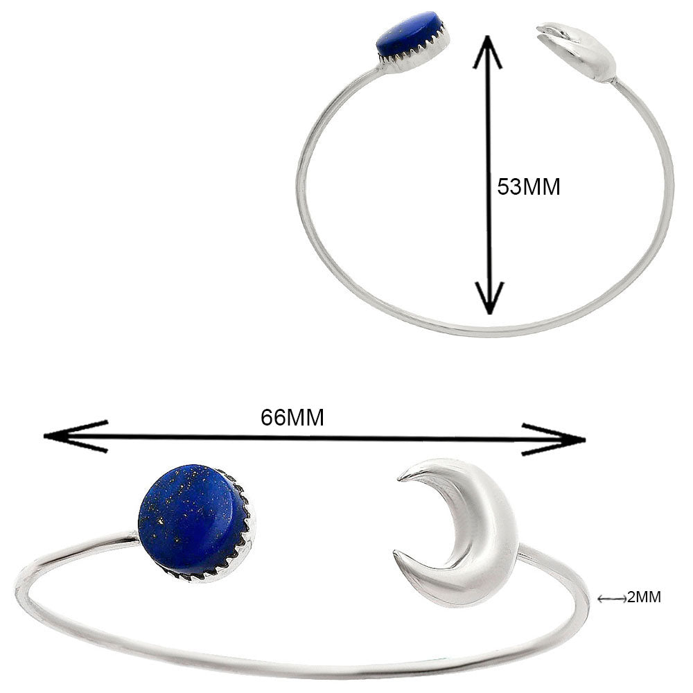 Premium Crescent Moon - Lapis Lazuli Cuff Bangle Bracelet B-1046 42-EB10471