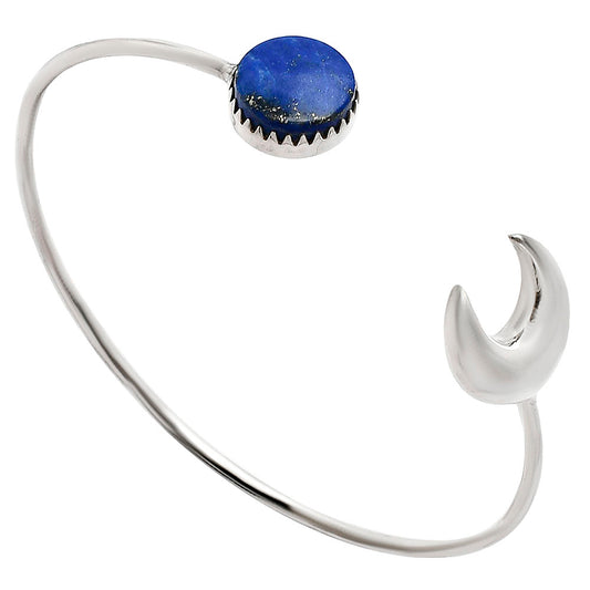 Premium Crescent Moon - Lapis Lazuli Cuff Bangle Bracelet B-1046 42-EB10473