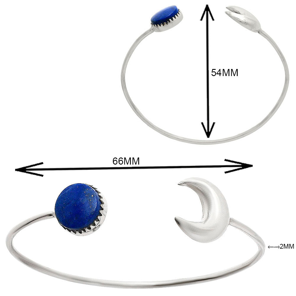 Premium Crescent Moon - Lapis Lazuli Cuff Bangle Bracelet B-1046 42-EB10474