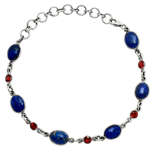 Premium Quality Lapis Lazuli - Afghanistan & Garnet Bracelet B-1006 42-EB10486