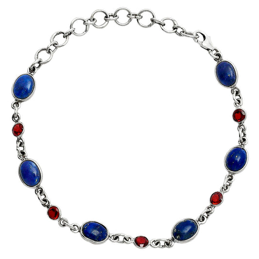 Premium Quality Lapis Lazuli - Afghanistan & Garnet Bracelet B-1006 42-EB10488