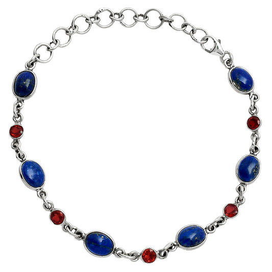 Premium Quality Lapis Lazuli - Afghanistan & Garnet Bracelet B-1006 42-EB10489