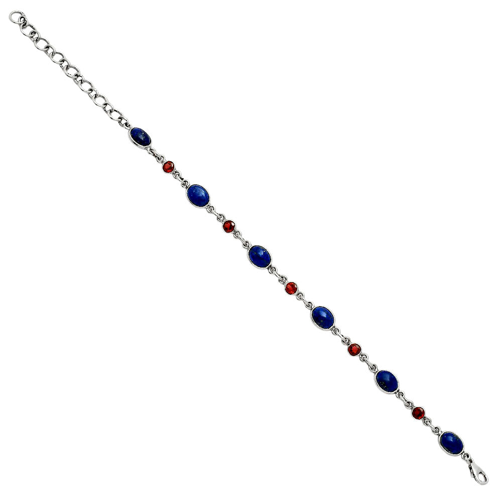 Premium Quality Lapis Lazuli - Afghanistan & Garnet Bracelet B-1006 42-EB10489