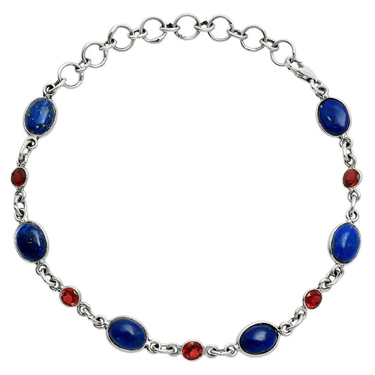 Premium Quality Lapis Lazuli - Afghanistan & Garnet Bracelet B-1006 42-EB10491