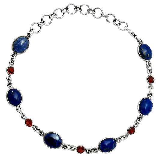 Premium Quality Lapis Lazuli - Afghanistan & Garnet Bracelet B-1006 42-EB10492