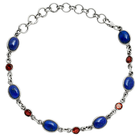 Premium Quality Lapis Lazuli - Afghanistan & Garnet Bracelet B-1006 42-EB10494