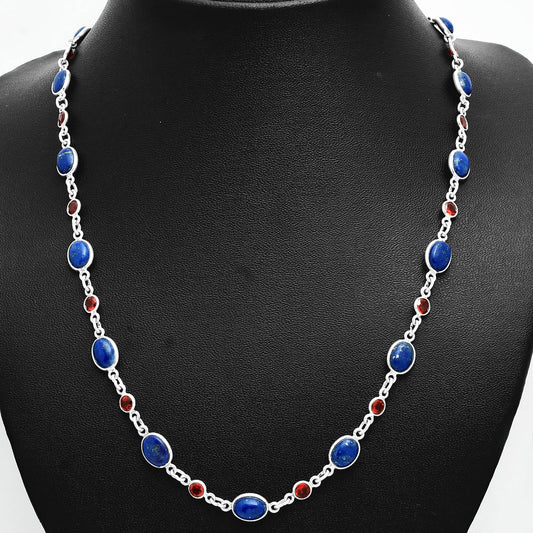 Premium Quality Lapis Lazuli - Afghanistan & Garnet Necklace N-1024 42-EN10127