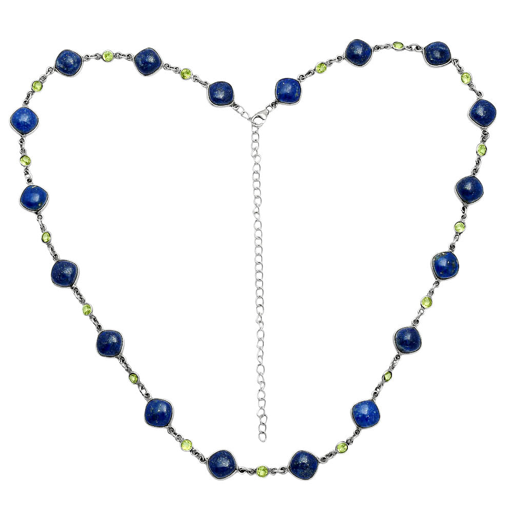 Premium Quality Lapis Lazuli - Afghanistan & Peridot Necklace N-1024 42-EN10129