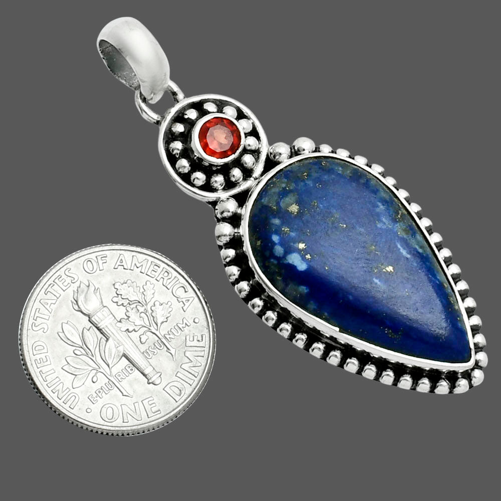 Premium Lapis Lazuli - Afghanistan & Garnet Pendant P-1500 42-EP10321