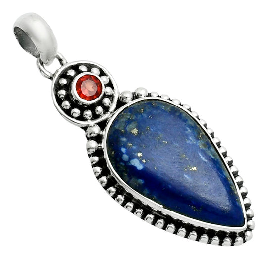Premium Lapis Lazuli - Afghanistan & Garnet Pendant P-1500 42-EP10321