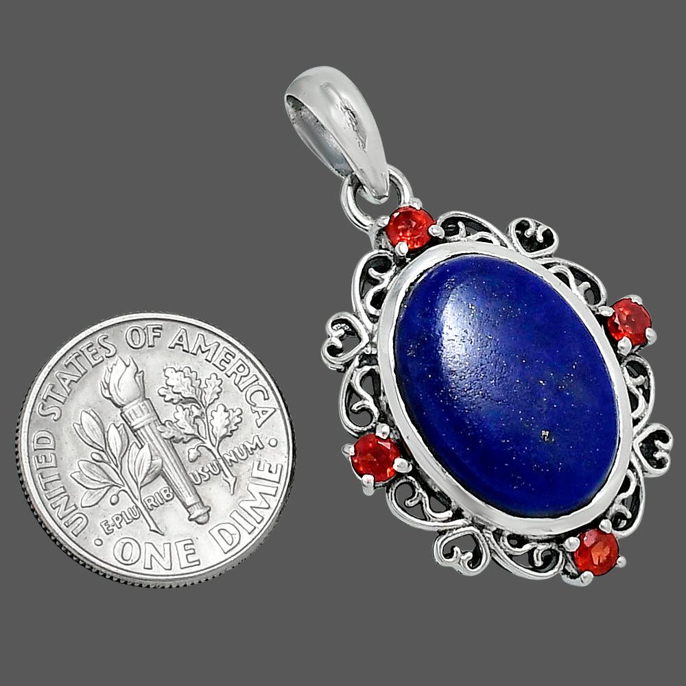 Premium Quality Lapis Lazuli & Garnet Pendant P-1743 42-EP10325